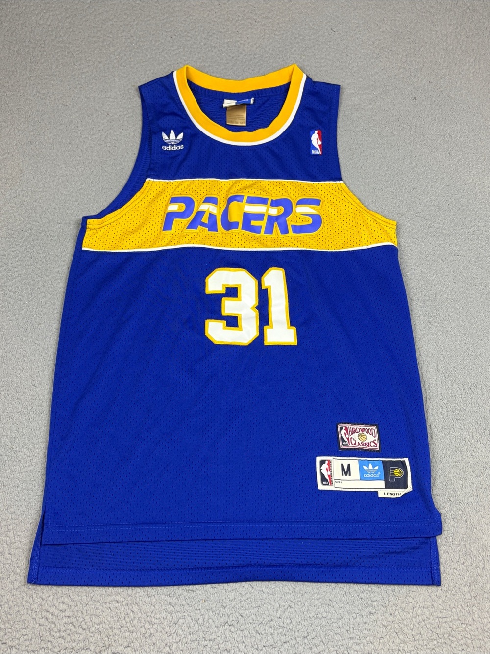 Reggie Miller Indiana Pacers Jersey Mens Size Medium +2 Adidas Hardwood Classic